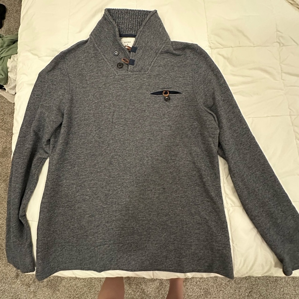 Billy Reid Blue Sweater with Button Collar